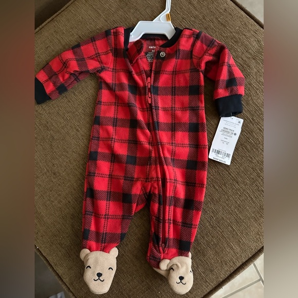 NWT Carter’s Baby Holiday Bear Zip-Up Fleece Sleep and Play Pajamas - Picture 9 of 16
